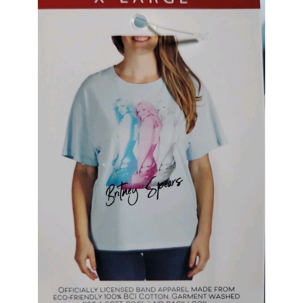 Britney Spears Women's Short Sleeve XL Cotton Light Blue Graphic Tee NWT